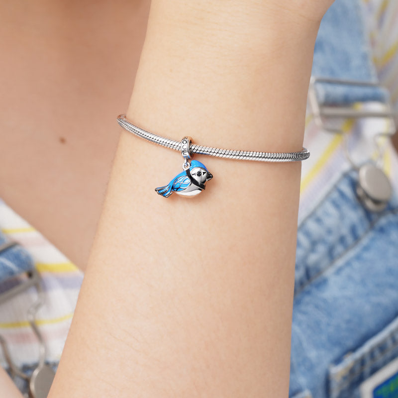 Blue Jay Pendant Dangle Charm 925 Sterling Silver Lucky Bird_3