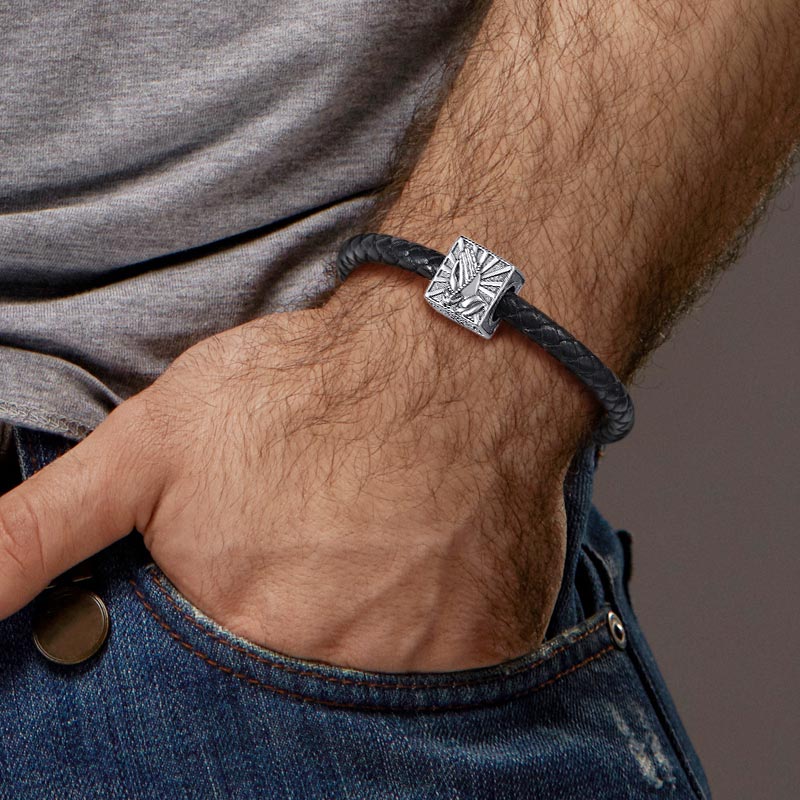 Gnoce Praying Hands Men's Vintage Charm Platinum-plated Silver Blend_4