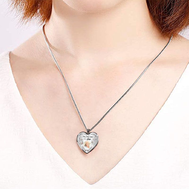 Personalized Photo Heart Pendant Necklace Copper with Platinum Plated Silver_5