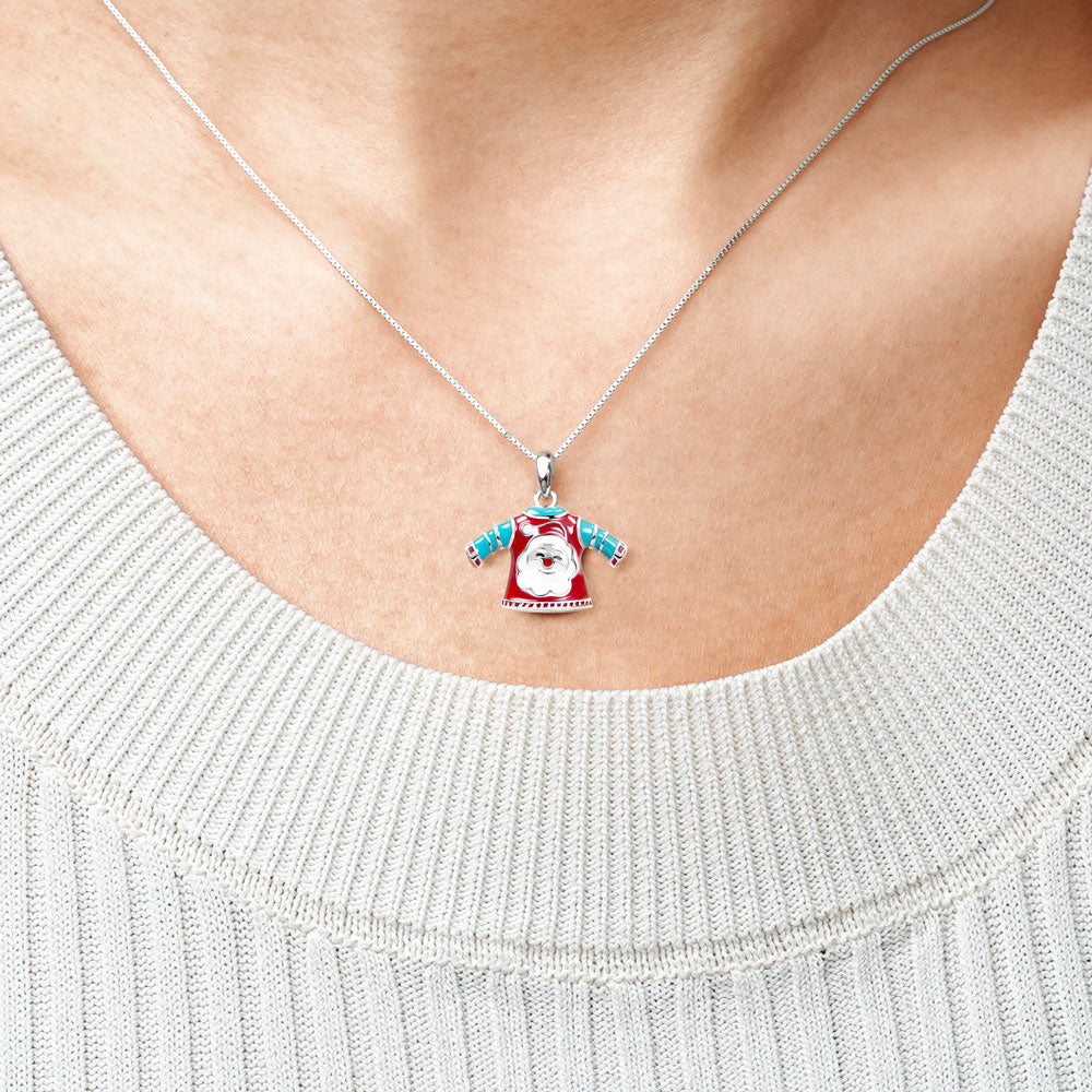 Gnoce Santa Claus T-shirt Necklace Platinum-plated Silver Blend_4