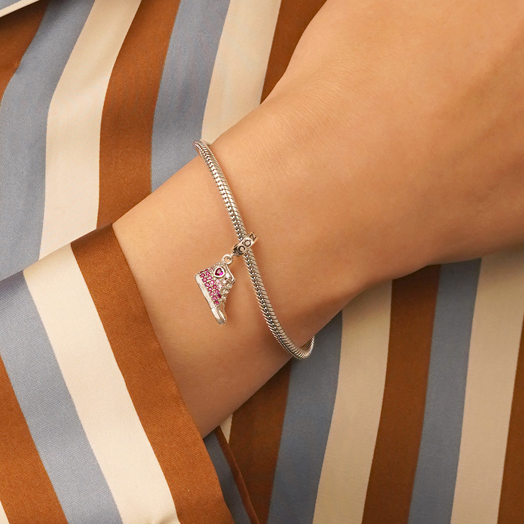 Gnoce Pink Canvas Shoe Pendant Dangle Charm_6