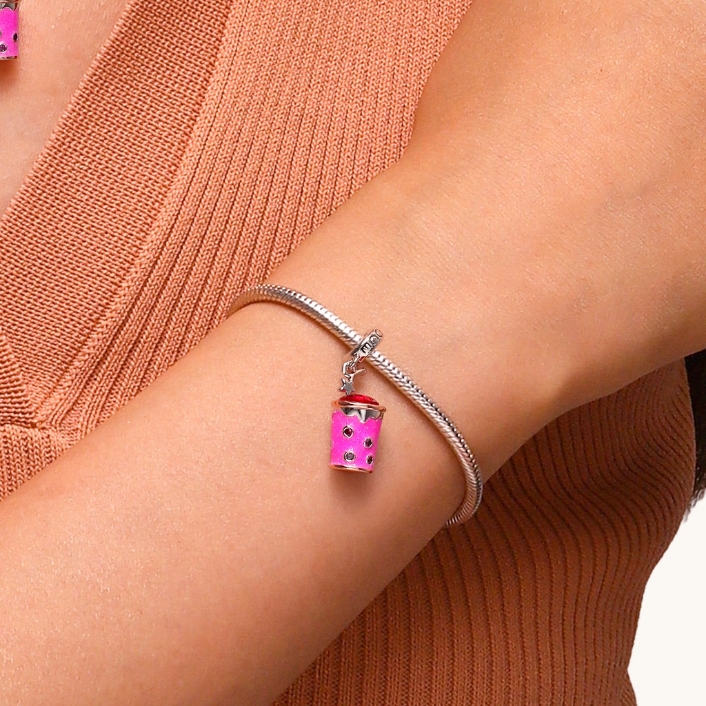Gnoce Pink Bubble Tea Pendant Dangle Charm_6