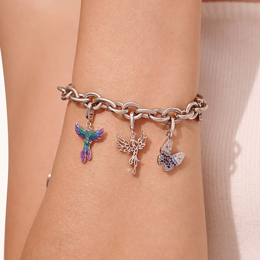Gnoce Sterling Silver Phoenix Clasp Clusters Charm_6