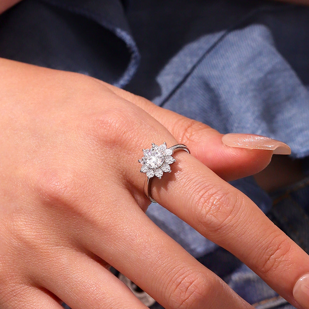 Gnoce Shiny 1ct D Color VVS Moissanite Snowflake Ring_6