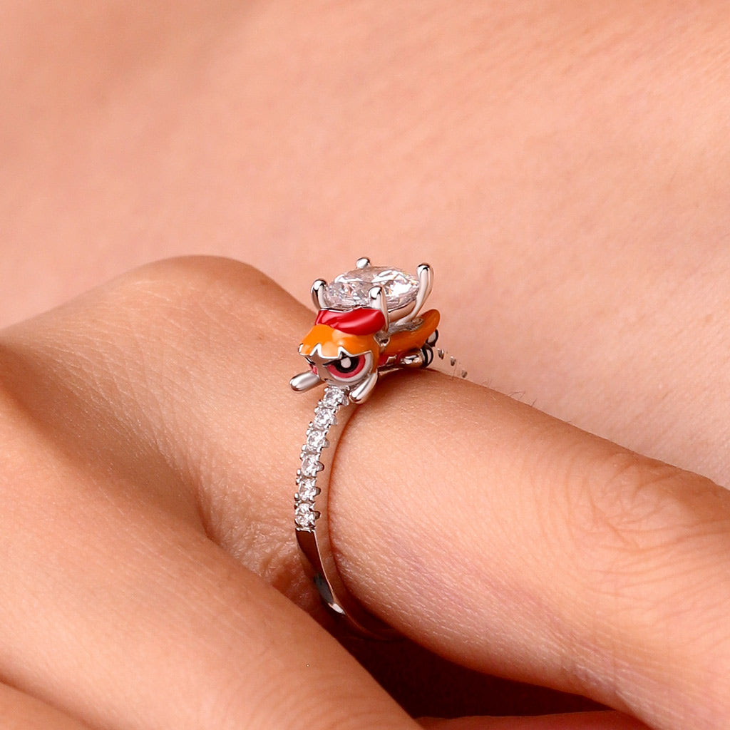 Gnoce The Powerpuff Girls Blossom Embraces Moissanite Round Cut Ring_5