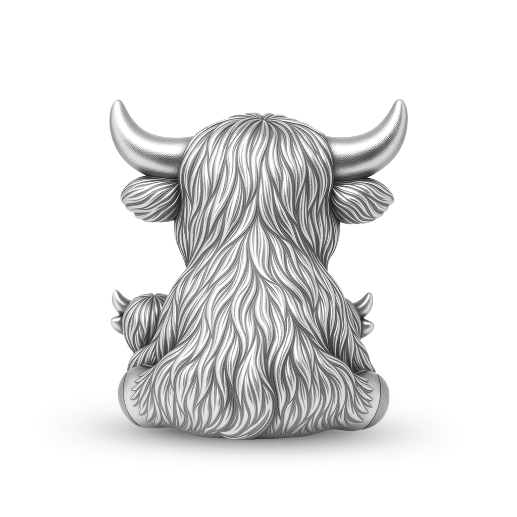 Gnoce Highland Cow Embraces Babies Charm Platinum-plated Silver Blend_5