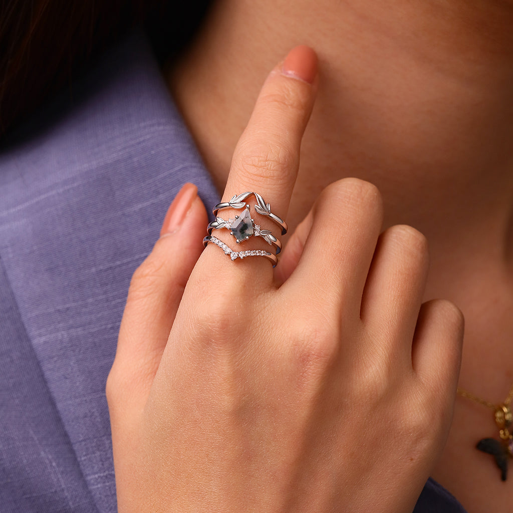 Gnoce Agate Leaf Stackable Ring Set_3