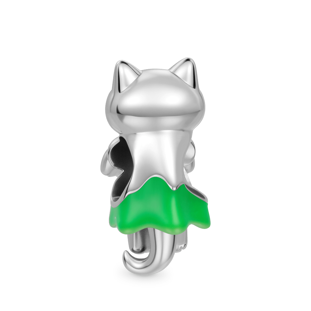 Gnoce Glow-in-the-Dark Ghost Cat Charm Platinum-plated Silver Blend_5