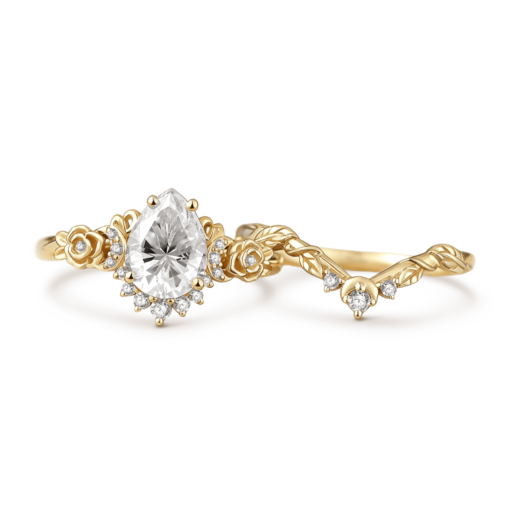 Gnoce Moon & Flower Inspired Engagement Ring Set_4