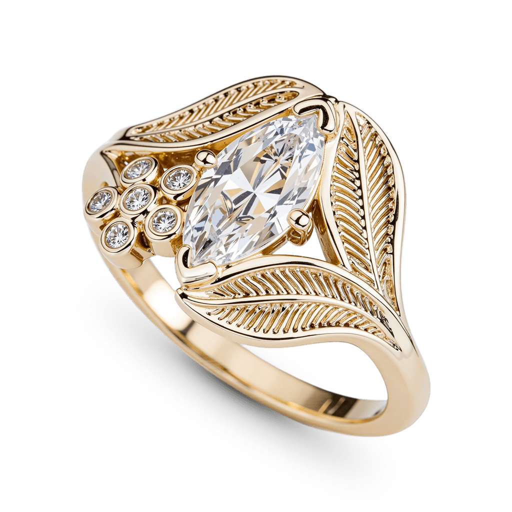 Gnoce Nature-Inspired Leaf & Floral Engagement Ring_4