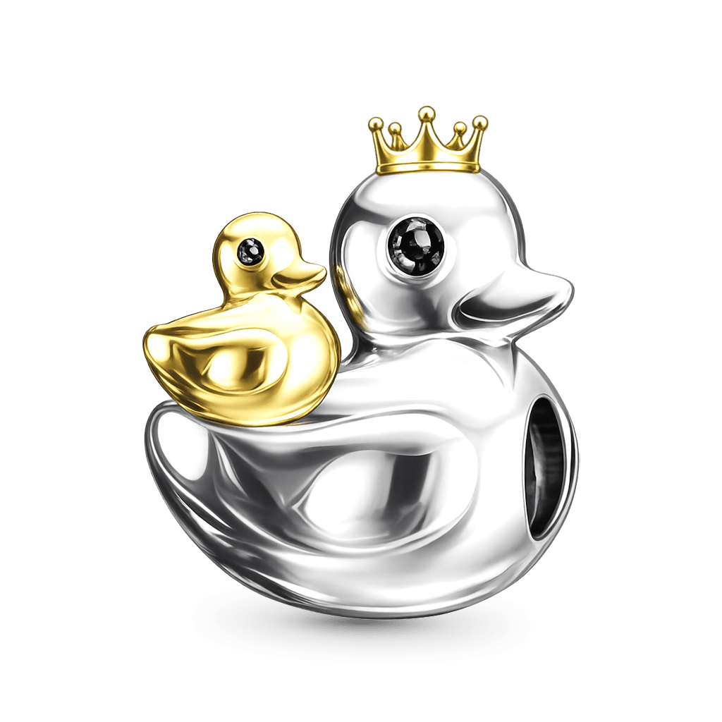 Gnoce Little Yellow Duck Mother-Child Charm Platinum-plated Silver Blend_5