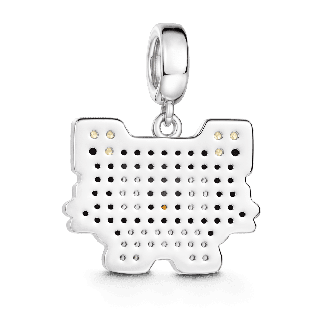 Gonce Pixel-Style Kitten Charm Platinum-plated Silver Blend_5