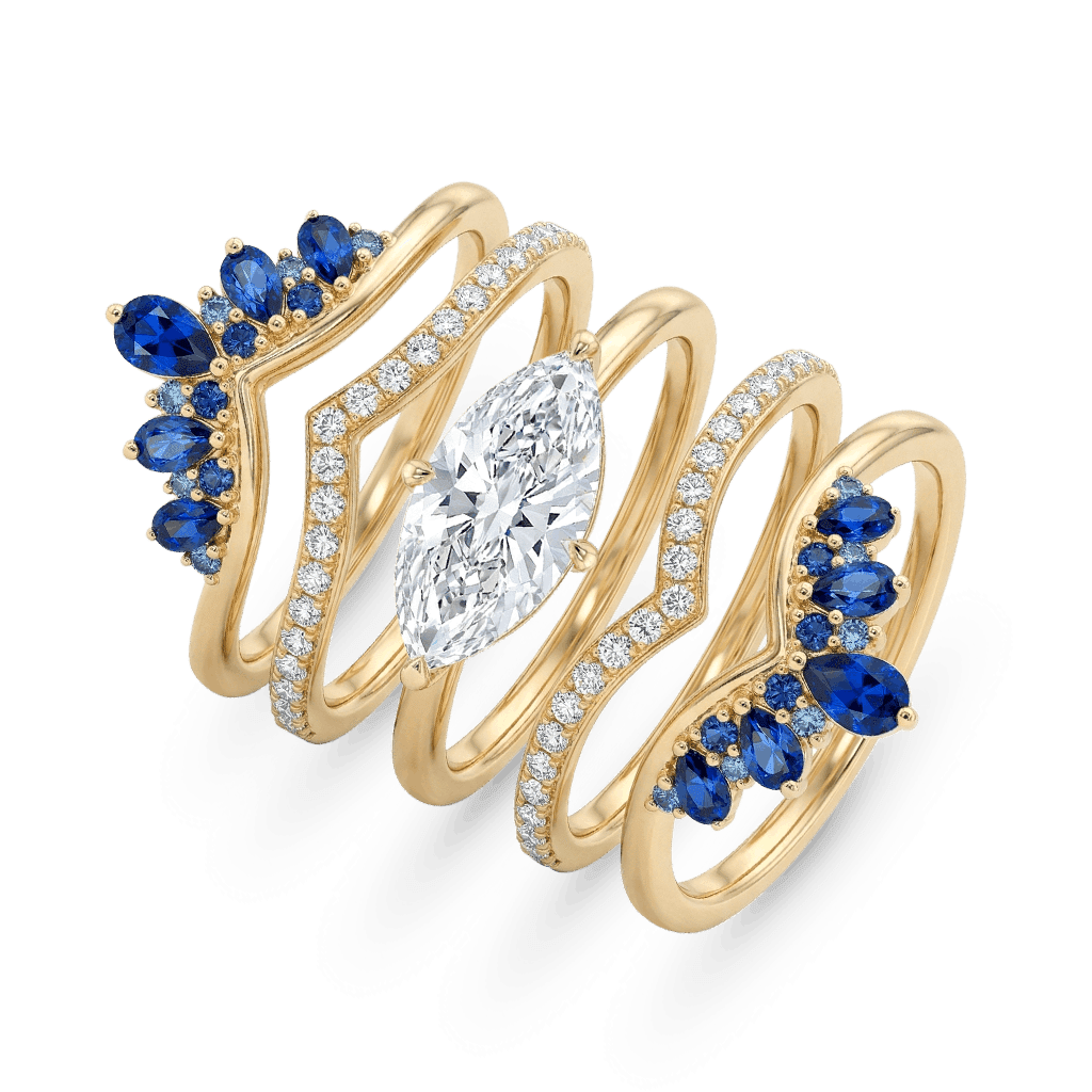 Gnoce Marquise-Cut Engagement Ring Set_4