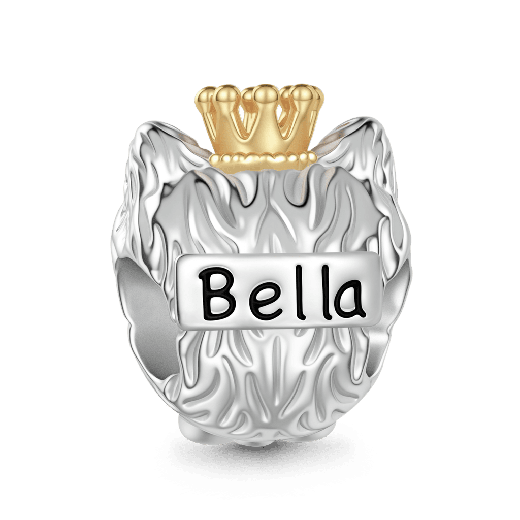 Gnoce Dog Head Engravable Charm Platinum-plated Silver Blend_5