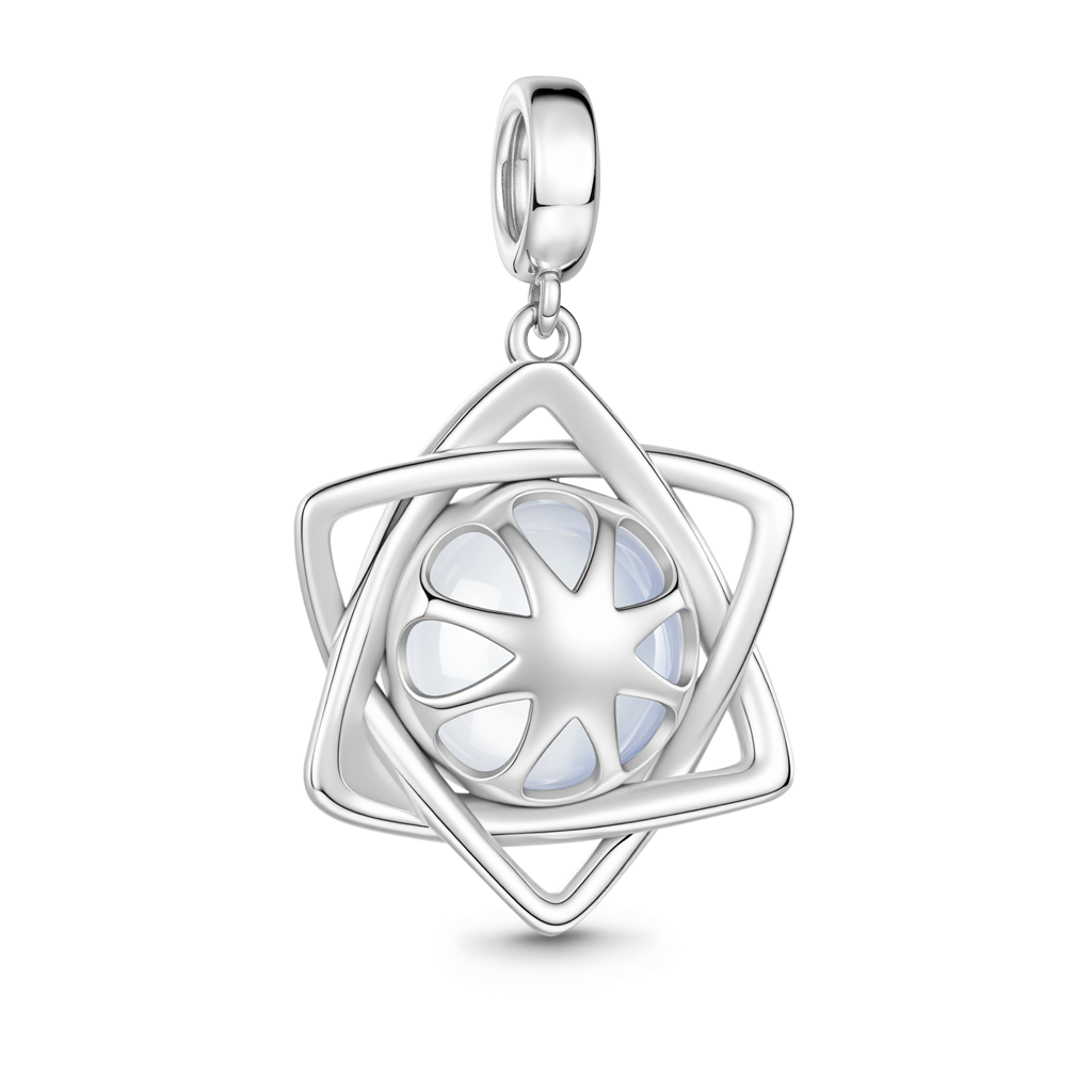 Gnoce Hexagon Star Engravable Charm Platinum-plated Silver Blend_7