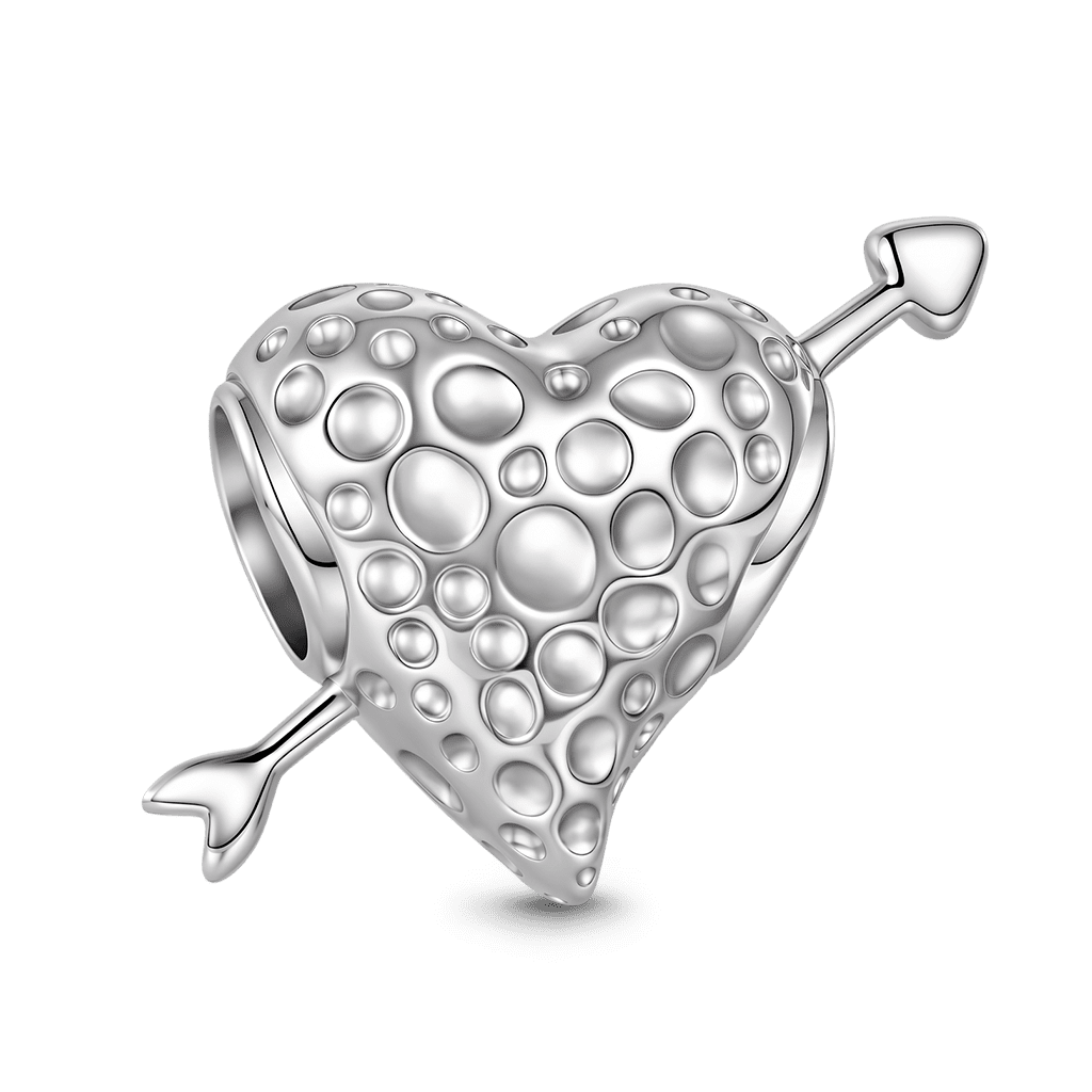 Gnoce Heart-shaped Meteorite Arrowhead Charm Platinum-plated Silver Blend_6
