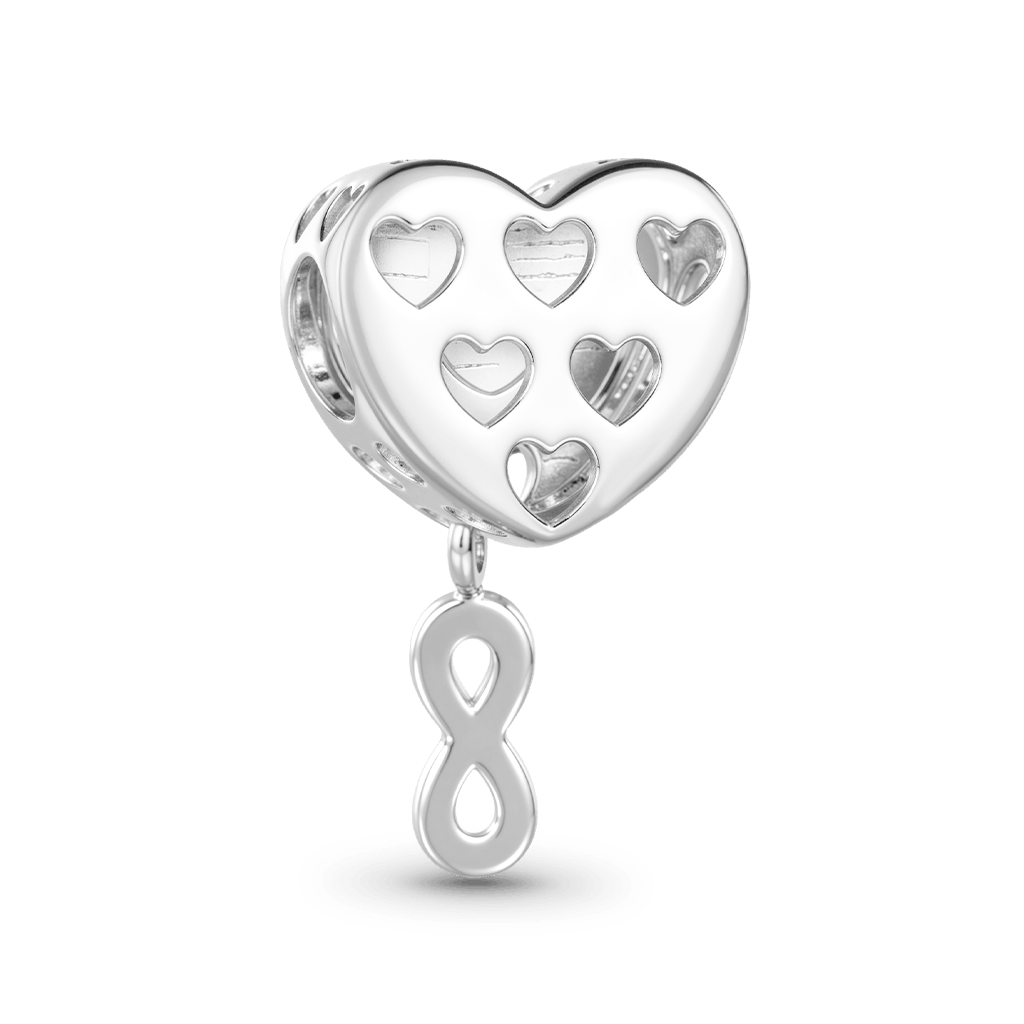 Gnoce Engravable Wedding Date Infinite Love Charm Platinum-plated Silver Blend_5