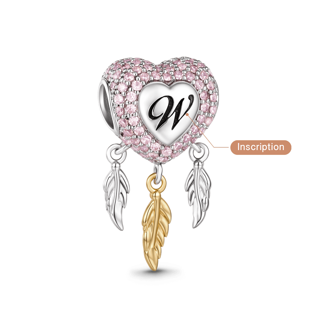 Gnoce Engravable Heart Charm Platinum-plated Silver Blend_5