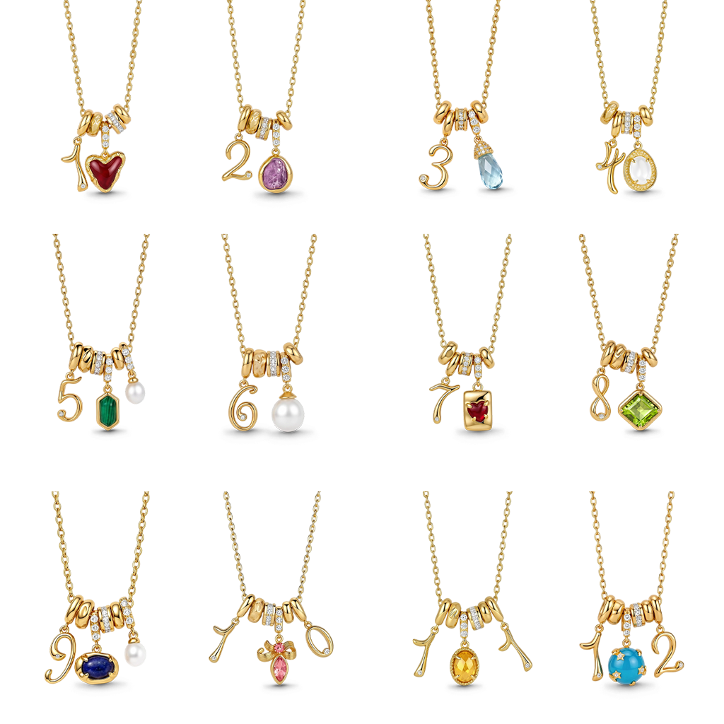 Gnoce Number Birthstone Custom Multiple Elements Necklace_4