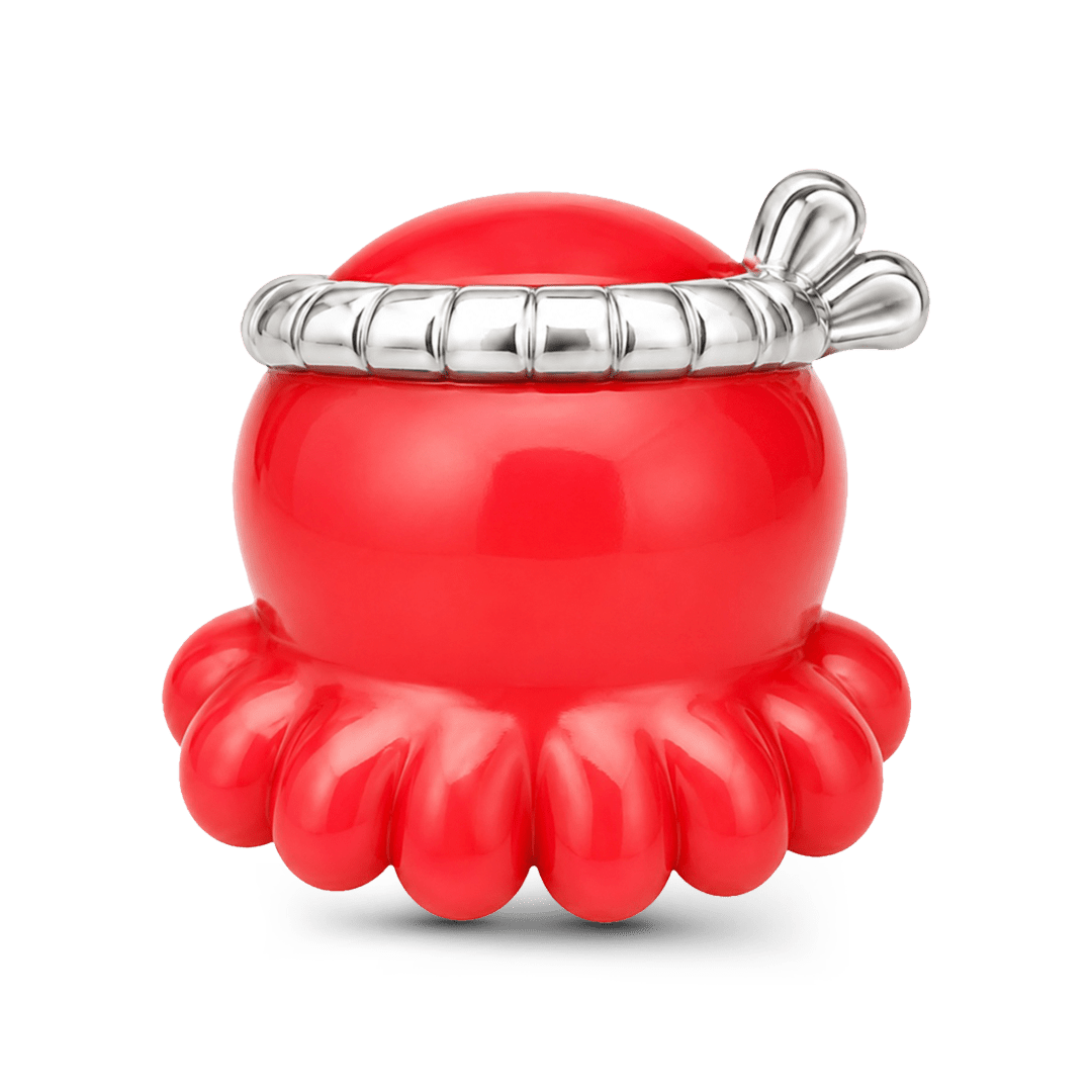 Gnoce Japanese Octopus Through‑hole Bead Charm Platinum‑plated Silver Blend_6
