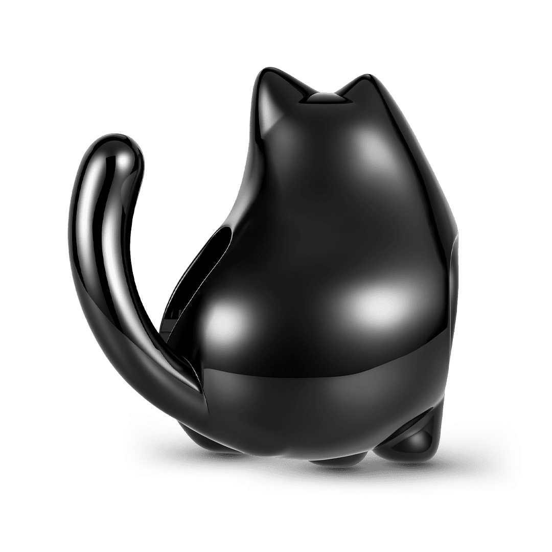 Gnoce Glow‑in‑the‑dark Halloween Ghost Black Cat Bead Charm Platinum‑plated Silver Blend_6