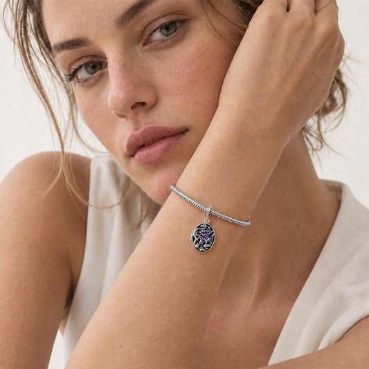 Gnoce Glow-in-the-dark Temptress Datura Personalised Locket Clasp Dangle Charm Platinum-plated Silver Blend_6