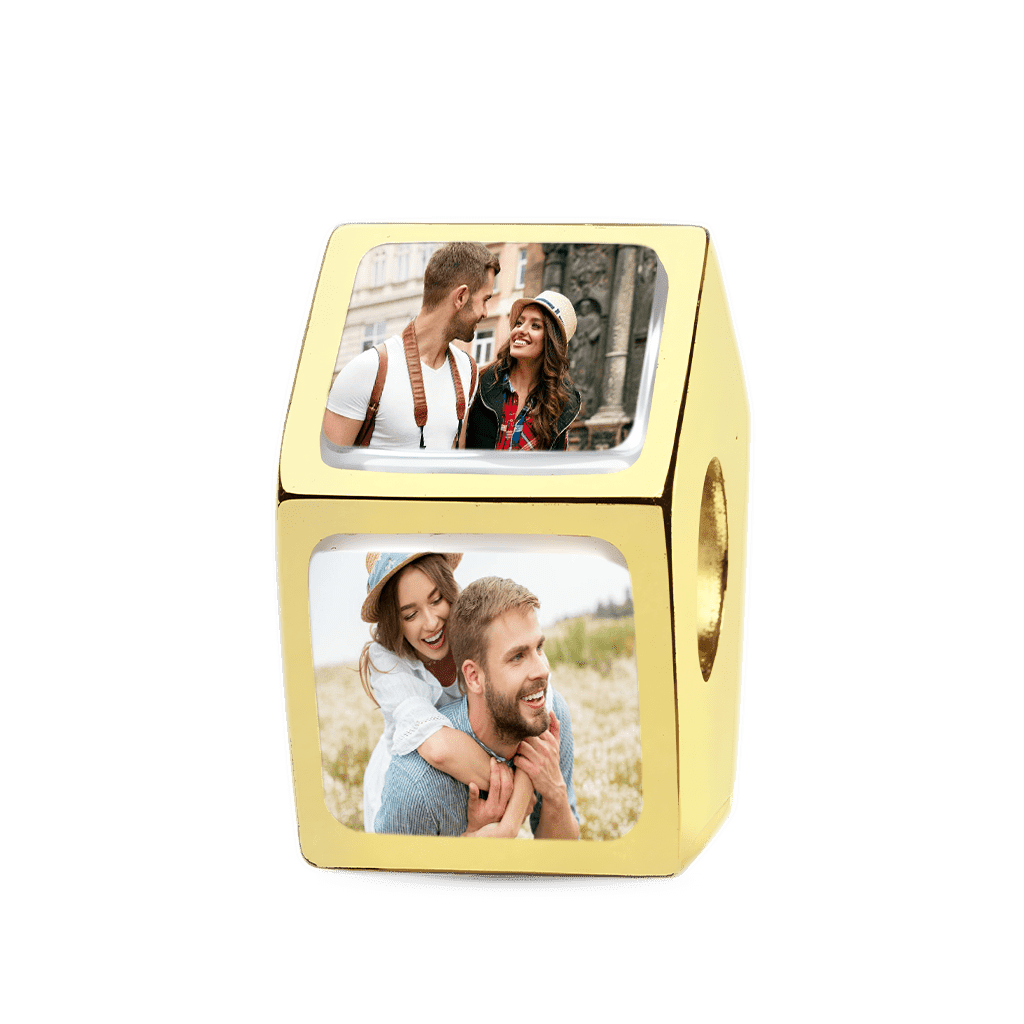 Gnoce Multi-sided Photo Custom Charm Bead 18K Gold-plated Silver Blend_6