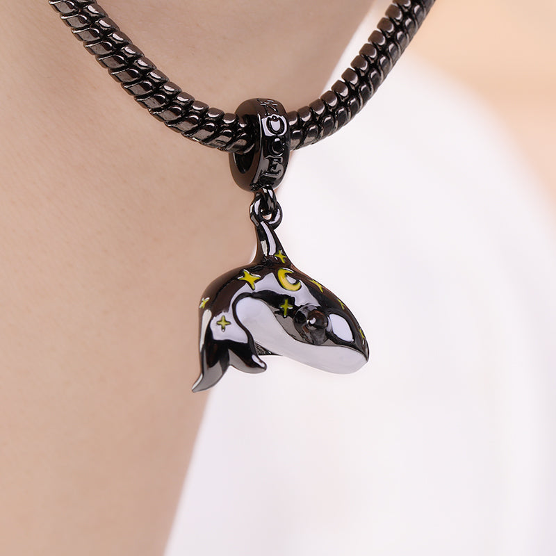 Gnoce "Ruler of the Undersea" Star Killer Whale Charm Pendant 925 Sterling Silver_3