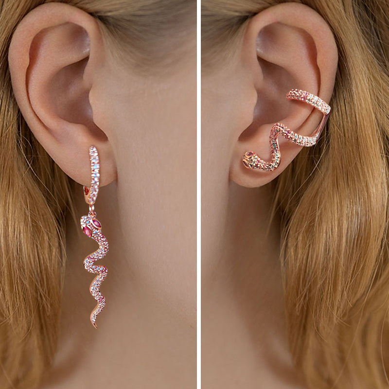 Gnoce Pink Snake Earrings_4
