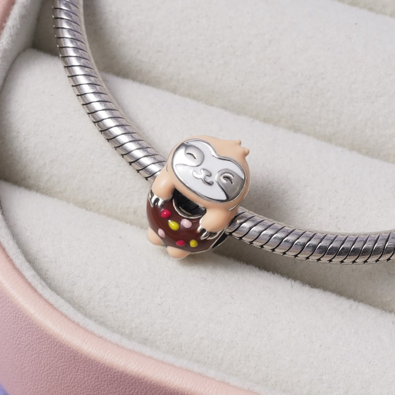 Sloth Donut Charm Bead Sterling Silver_2