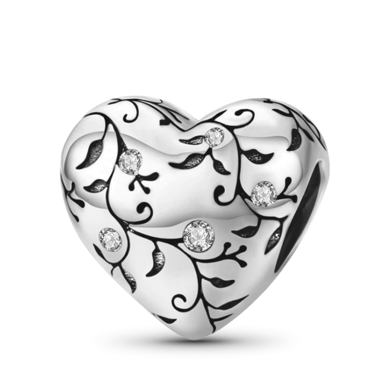 Retro Love Charm Bead Sterling Silver Inlaid with Gems_1