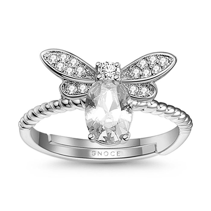 Bee Open Statement Ring Sterling Silver with Created Sapphire_1