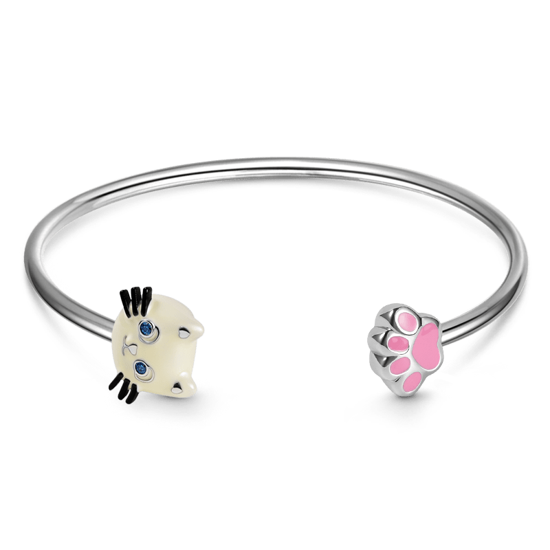 Kitty Paw Bangle Bracelet Sterling Silver_1