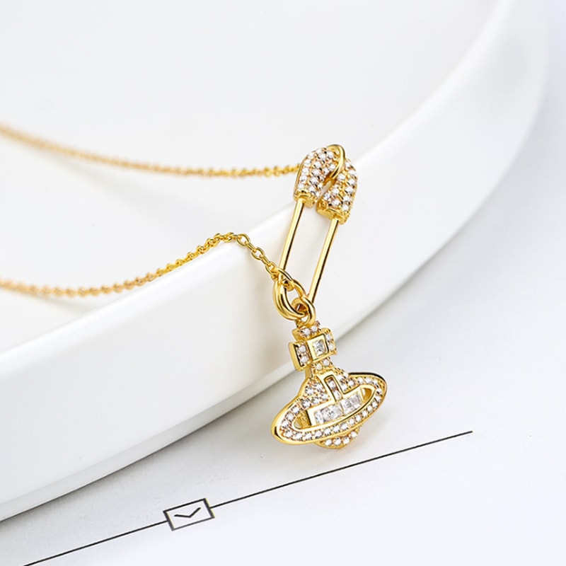 Paperclip Saturn Necklace Sterling Silver for Woman_2