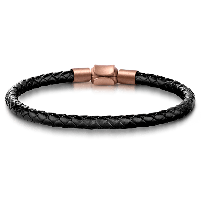 King Skull Men's Vintage Bead S925 Sterling Silver 18K Gold Plated with Gift Copper Black Leather Men's Bracelet Jewelry for Men_3