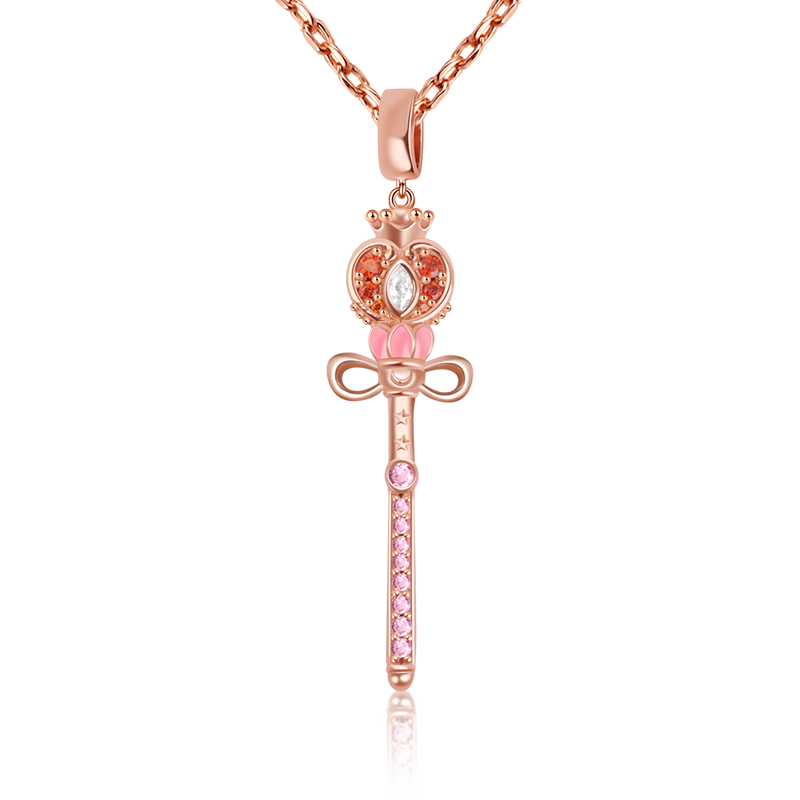 Gnoce "Triumph over Evil"  Sailor Moon Wand Necklace Sterling Silver 18k Rose Gold Plated Adjustable Chain_1