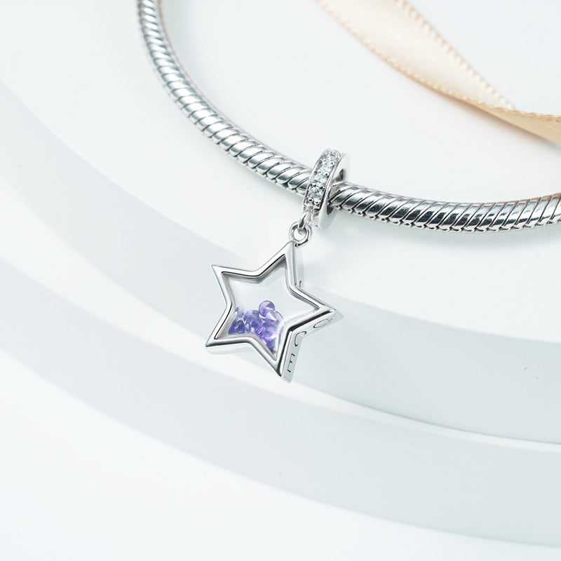 Star-shaped Birthstone Pendant Dangle Charm 925 Sterling Silver_2