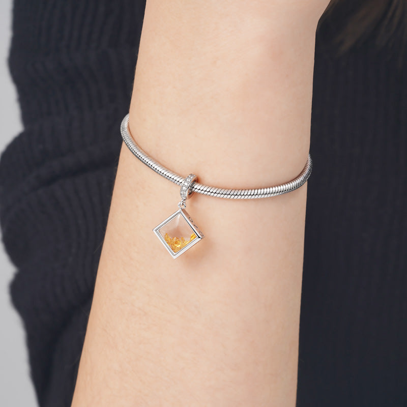 Square-shape Birthstone Pendant Dangle Charm 925 Sterling Silver_3