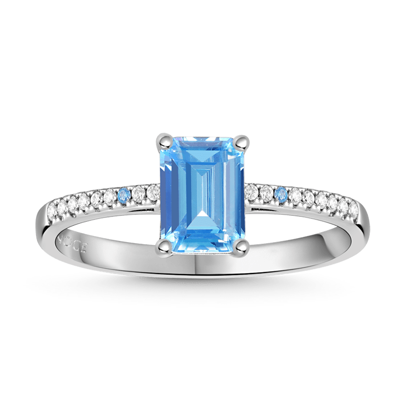 Gnoce Elegant Blue Rectangle-Cut Ring Platinum-plated Silver Blend_1