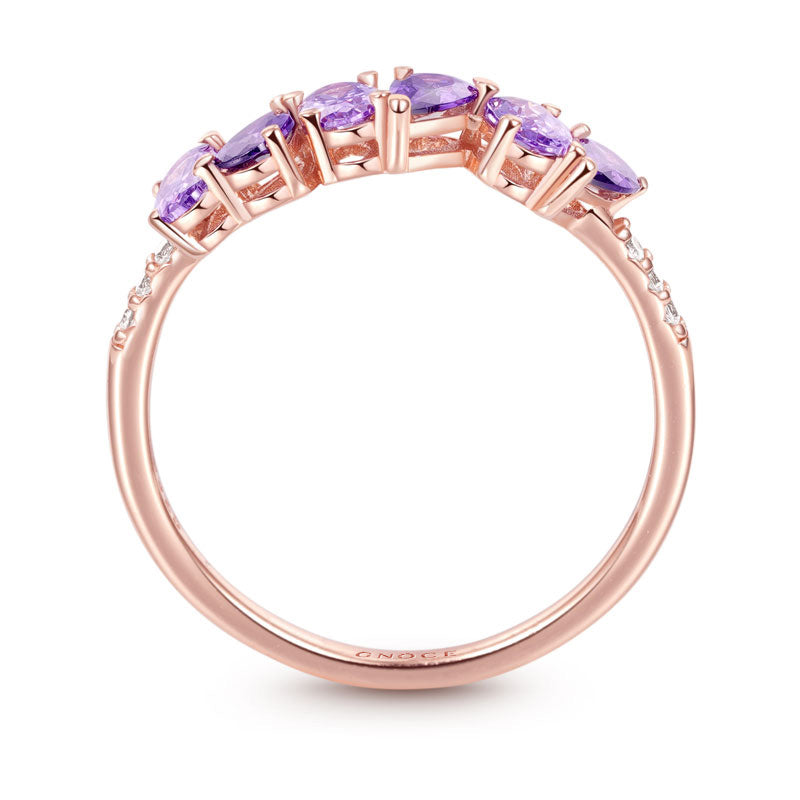 Purple Peal&Oval Cuts Gems Ring 925 Sterling Silver_2