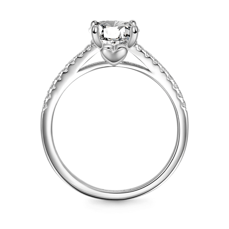 Sparkling Round Solitaire Ring 925 Sterling Silver Inlaid with Clear Gemstones_4