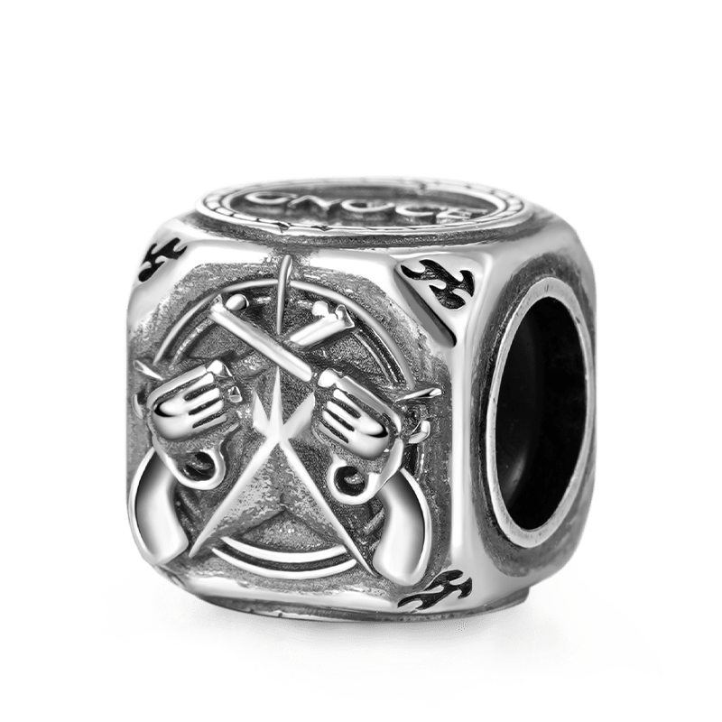 Revolver Vintage Bead S925 Sterling Silver with Gift Copper Black Leather Men's Bracelet Jewelry for Men_2