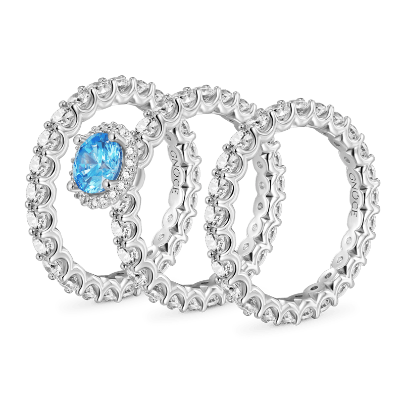 Gnoce Sparkling Round Cut Stackable Ring Set_2