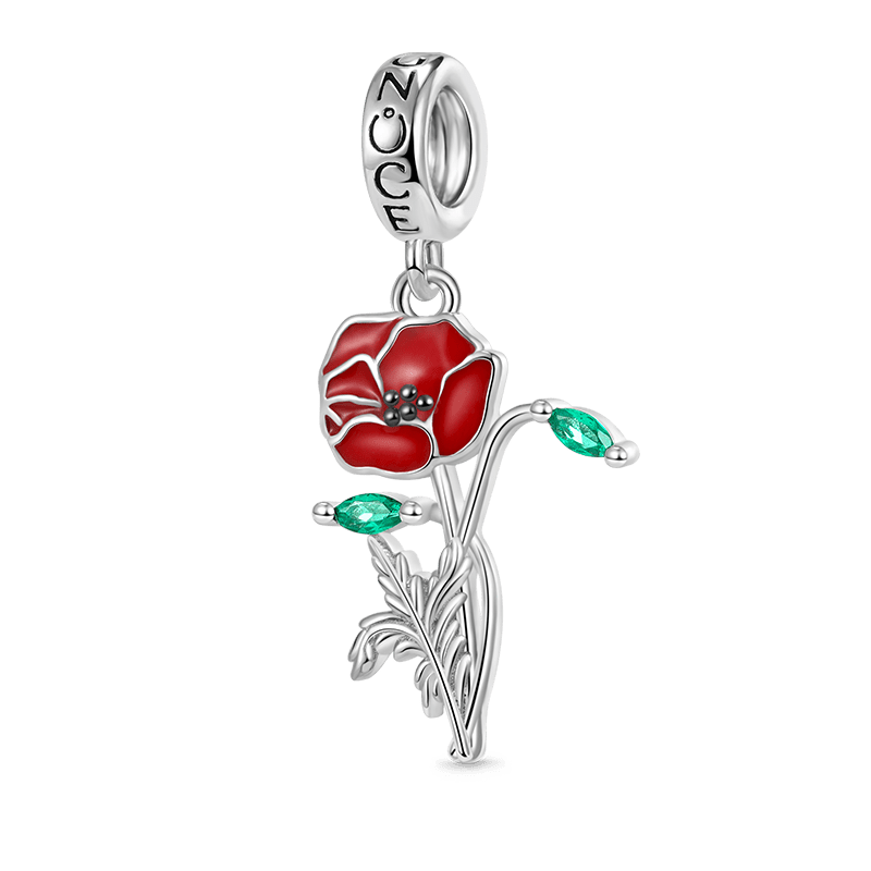 Gnoce Red Poppy Flower Pendant Dangle Charm_1