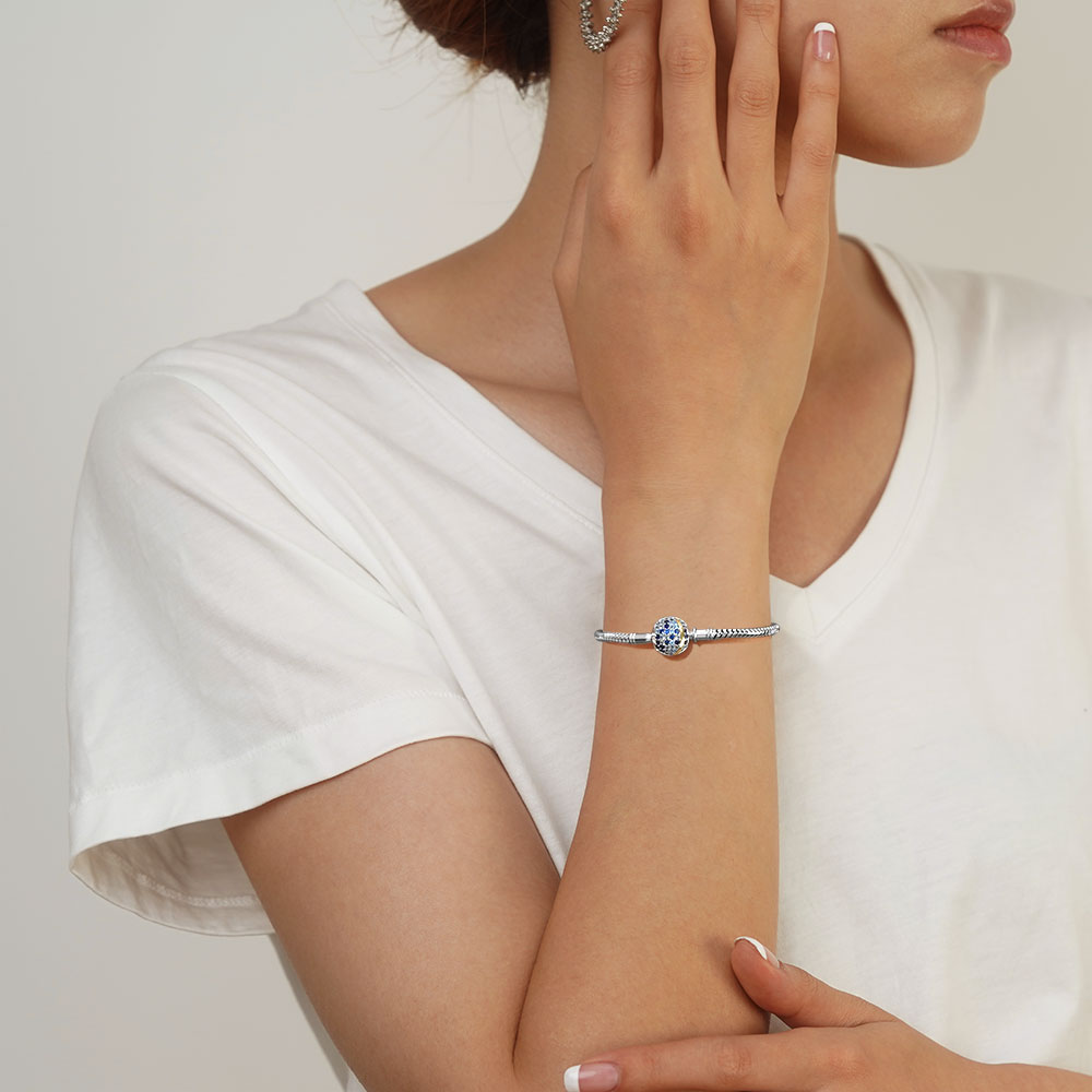 Gnoce Sparkling Disco Ball Basic Snake Chain Bracelet_4