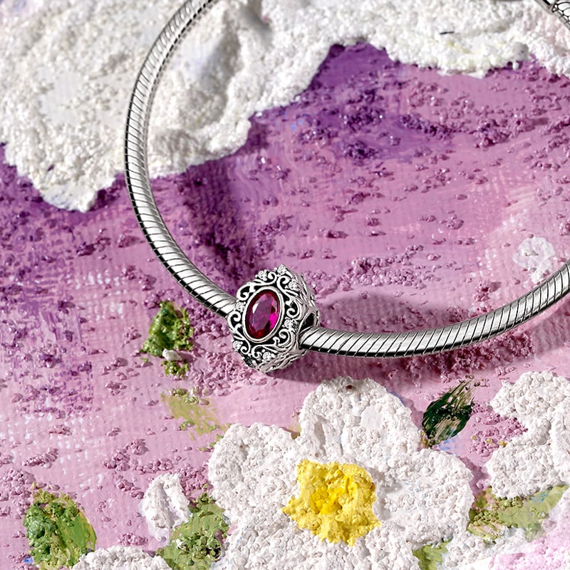 Gnoce Vintage Red CZ Stone Charm_3