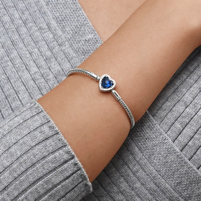 Gnoce Sparkling Heart Basic Snake Chain Bracelet_4