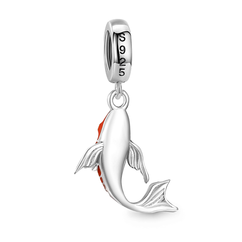 Gnoce Lucky Carp Fish Charm Platinum-plated Silver Blend_2