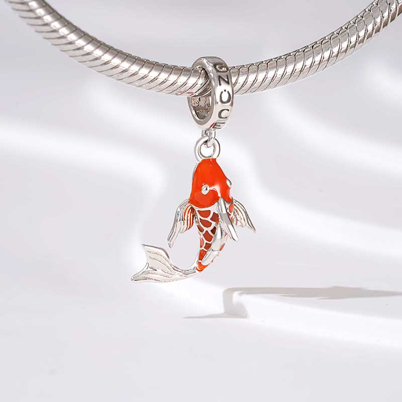 Gnoce Lucky Carp Fish Charm Platinum-plated Silver Blend_3