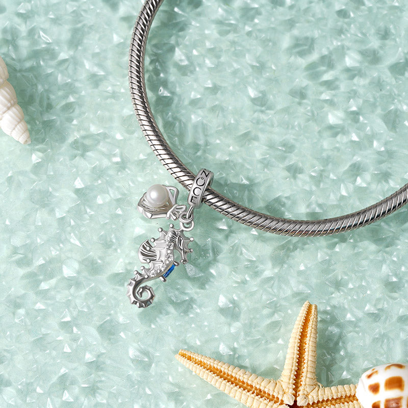 Gnoce Seahorse Shell Double Charm Platinum-plated Silver Blend_3